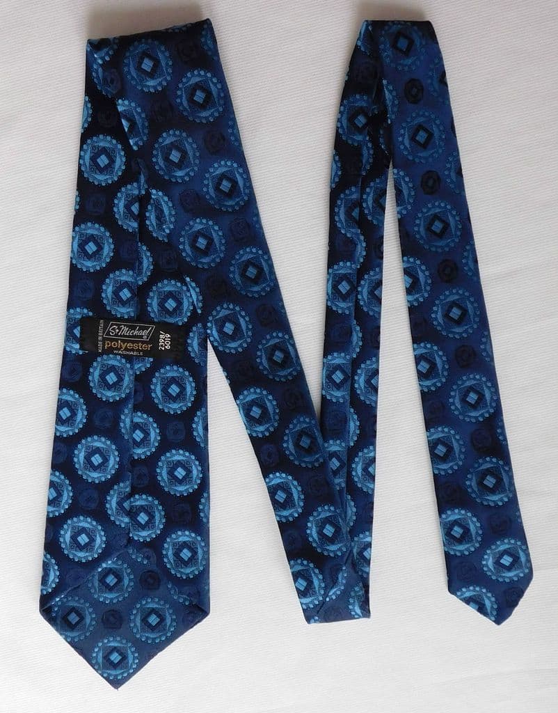 Blue check circles tie vintage 1960s St Michael Marks and Spencers wide